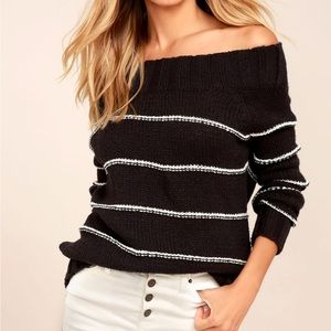 BILLABONG Snuggle Down Black Striped Sweater